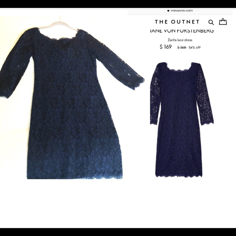 Diane Von Furstenberg navy lace coctail dress